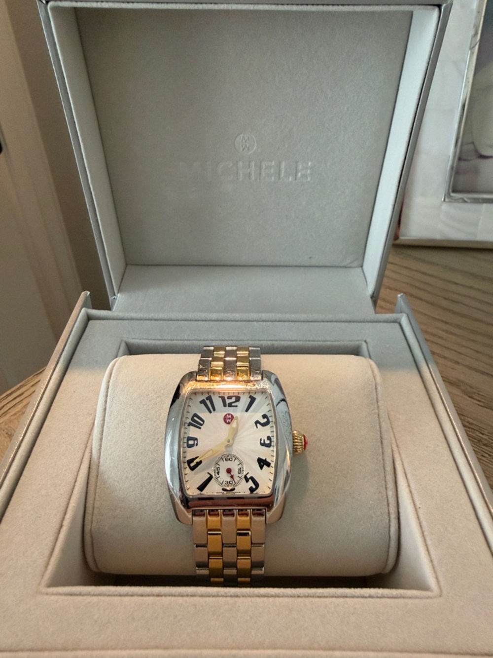 Michele Two-Tone Gold & Silver Bracelet Watch with Cream Dial